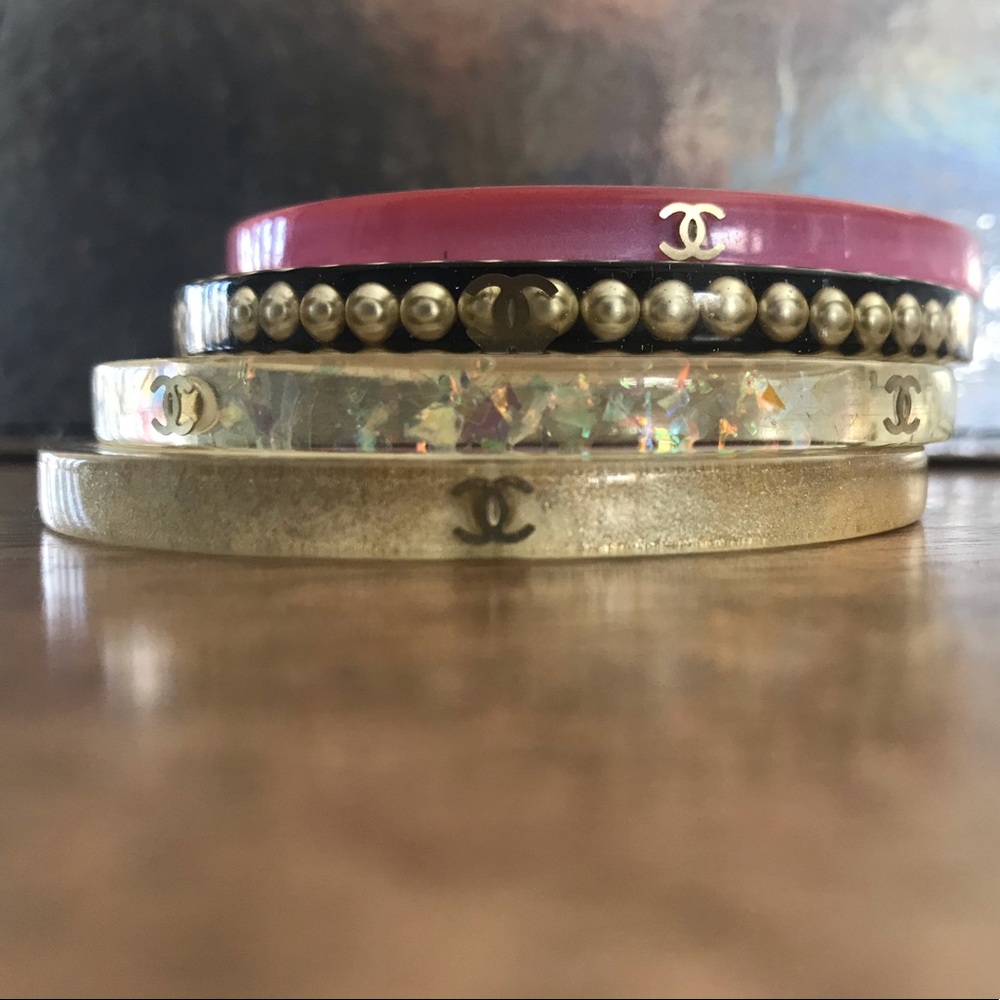 Set of 4: Authentic Chanel Resin Bangle Bracelets